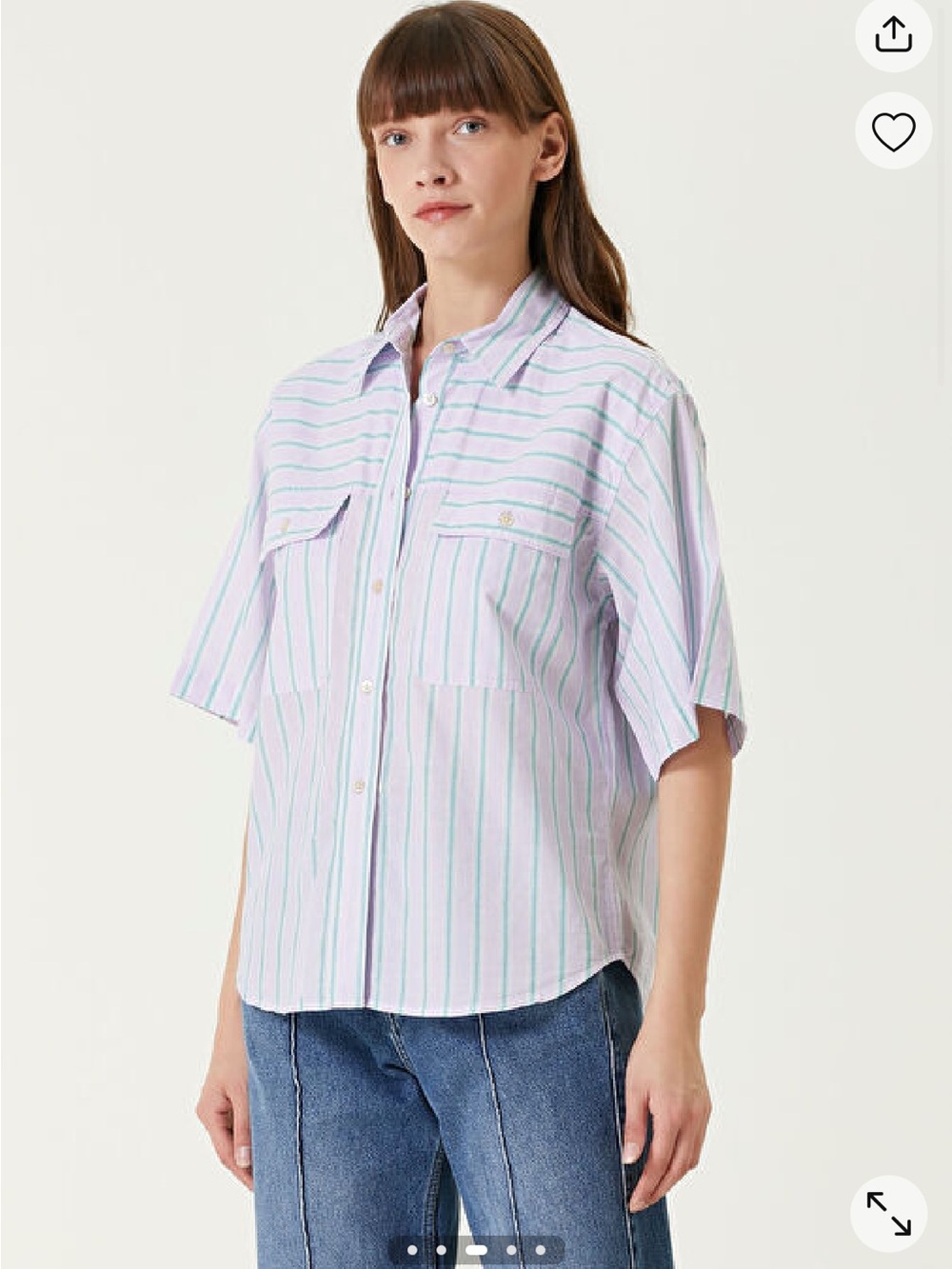 Isabel Marant Striped Button-Down Shirt in Lavender and Mint